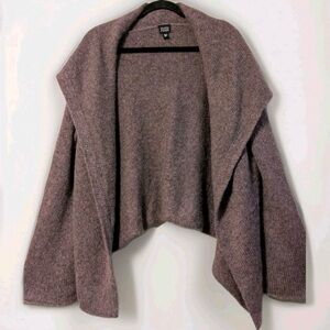 Eileen Fisher Cardigan Sweater  XL Hooded Wool Mohair Brown Italian Yarn